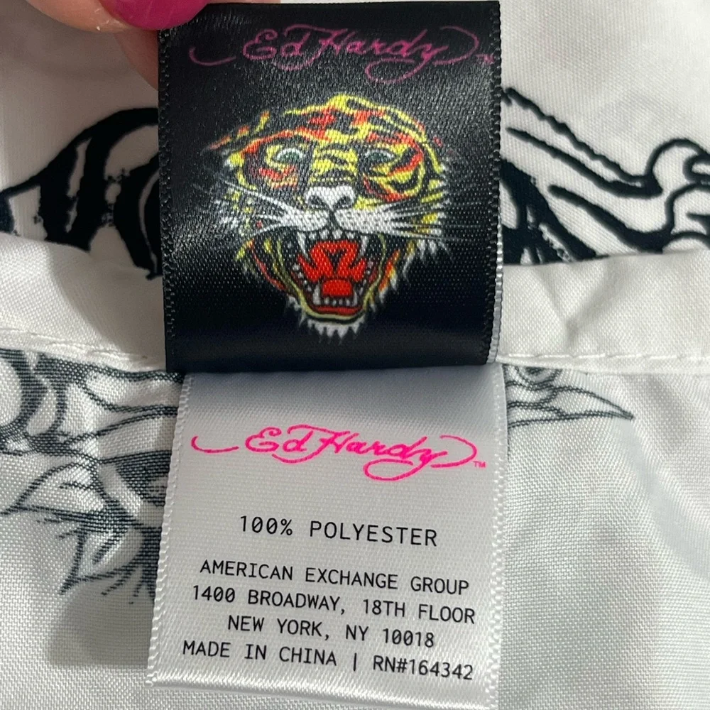 Ed Hardy Tattoo Design Microfiber Flat Sheet 80”x96” Full/Double Black White
